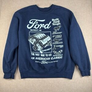Ford Racing Sweatshirt Navy‎ Blue M Detroit Bronco Mustang F150 Built Tough USA